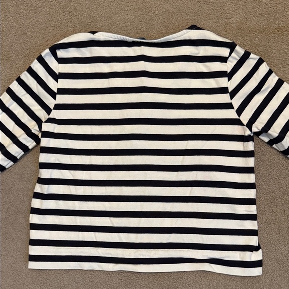 Talbots Navy and White Striped Button-Down Shirt - Picture 7 of 9